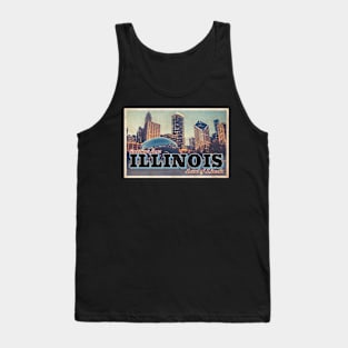 Greetings from Illinois - Vintage Travel Postcard Design Tank Top